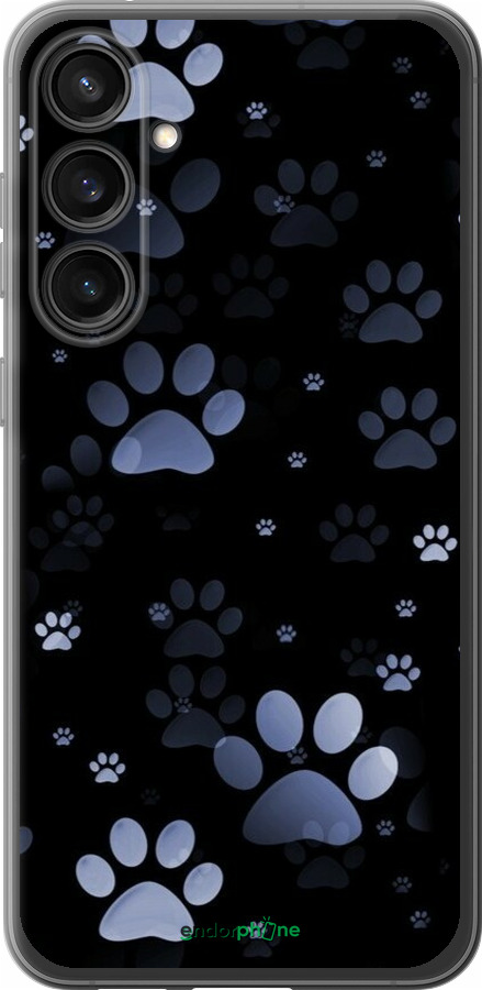 Силиконовый чехол С синими отпечатками лап для Samsung Galaxy S23 FE - 6441u-3136 изображение 