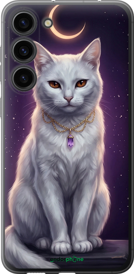 Силіконовий чехол Mystic White Cat Gothic Dark Purple Gold для Samsung Galaxy S23 Plus - 6805u-2905 изображение 