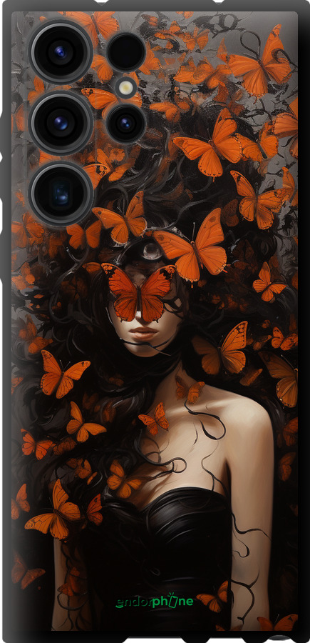 TPU чехол Дівчина з помаранчевими метеликами для Samsung Galaxy S23 Ultra - 5941b-2906 изображение 