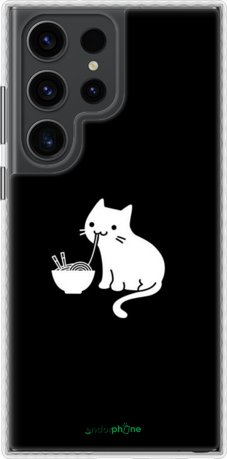 Чехол Bumper чехол С милым котом на черном фоне для Samsung Galaxy S23 Ultra - 6528pc-2906 изображение 