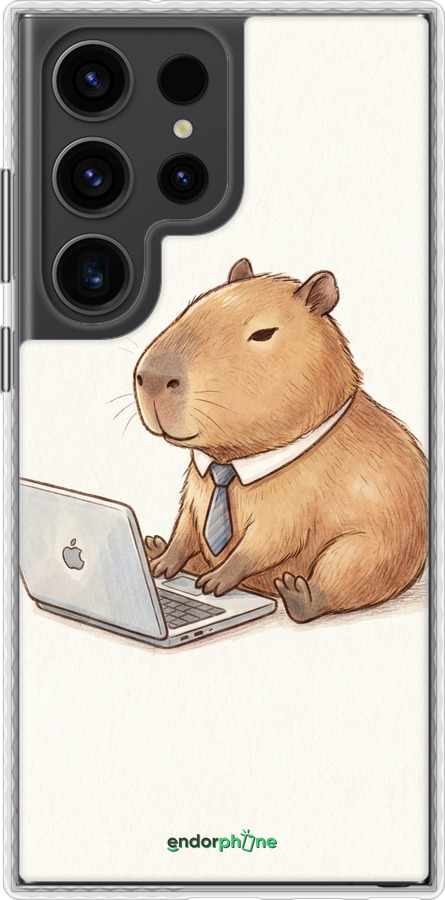 Чохол Bumper чехол Funny Capybara CEO Working для Samsung Galaxy S23 Ultra - 6777pc-2906 изображение 