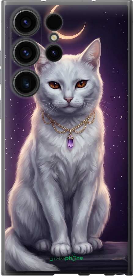Силиконовый чехол Mystic White Cat Gothic Dark Purple Gold для Samsung Galaxy S23 Ultra - 6805u-2906 изображение 