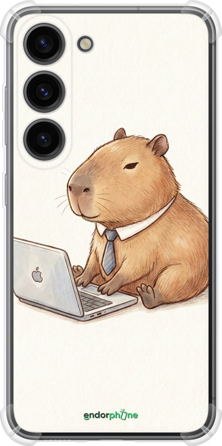 Силикон с усиленными углами чехол Funny Capybara CEO Working для Samsung Galaxy S23 - 6777sp-2907 изображение 