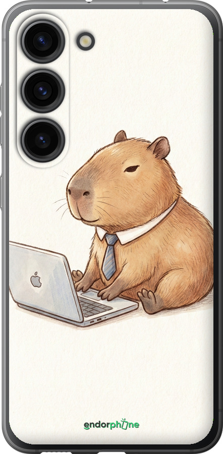 Силіконовий чехол Funny Capybara CEO Working для Samsung Galaxy S23 - 6777u-2907 изображение 