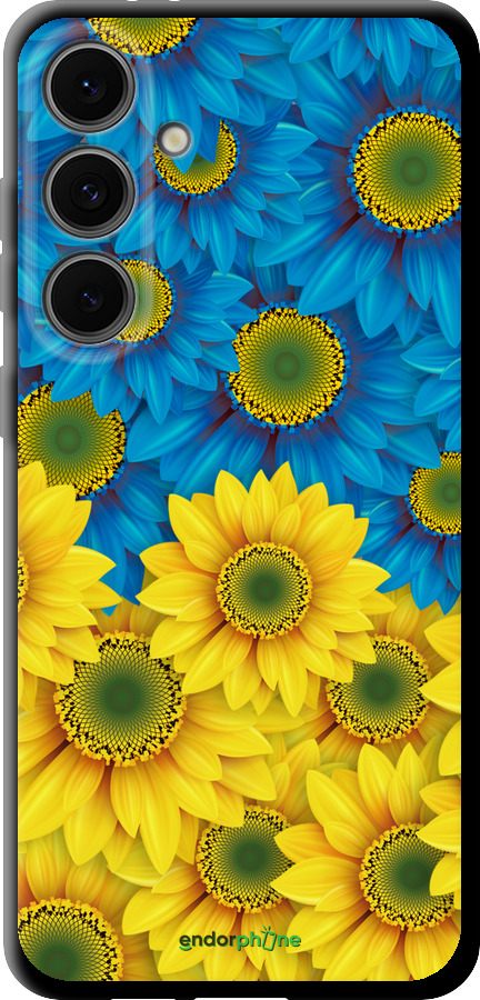 TPU чехол Жёлто-голубые цветы для Samsung Galaxy S24 FE - 1048b-3772 изображение 
