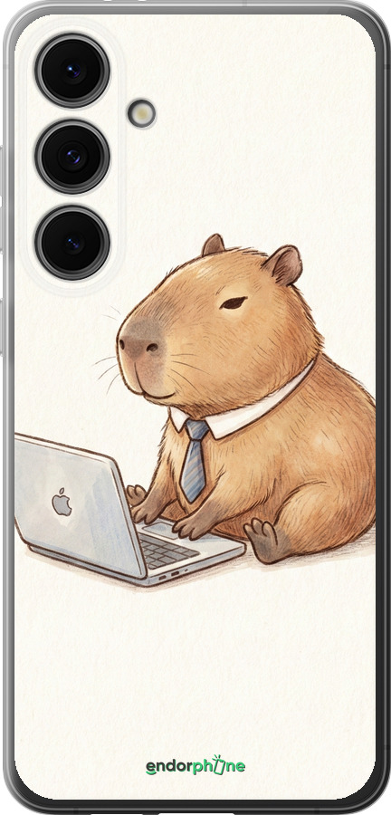 Силиконовый чехол Funny Capybara CEO Working для Samsung Galaxy S24 FE - 6777u-3772 изображение 