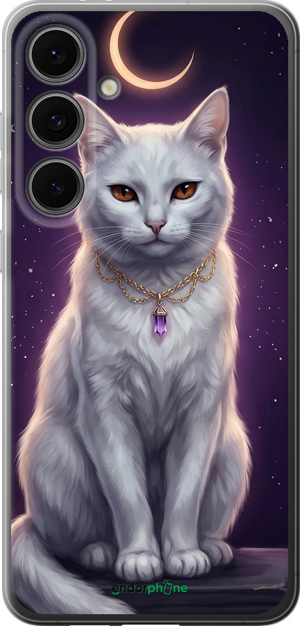 Силиконовый чехол Mystic White Cat Gothic Dark Purple Gold для Samsung Galaxy S24 FE - 6805u-3772 изображение 