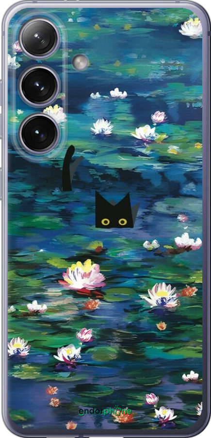 Силиконовый чехол Чехол с изображением водяных лилий Моне и кошек для Samsung Galaxy S24 Plus - 6399u-3388 изображение 