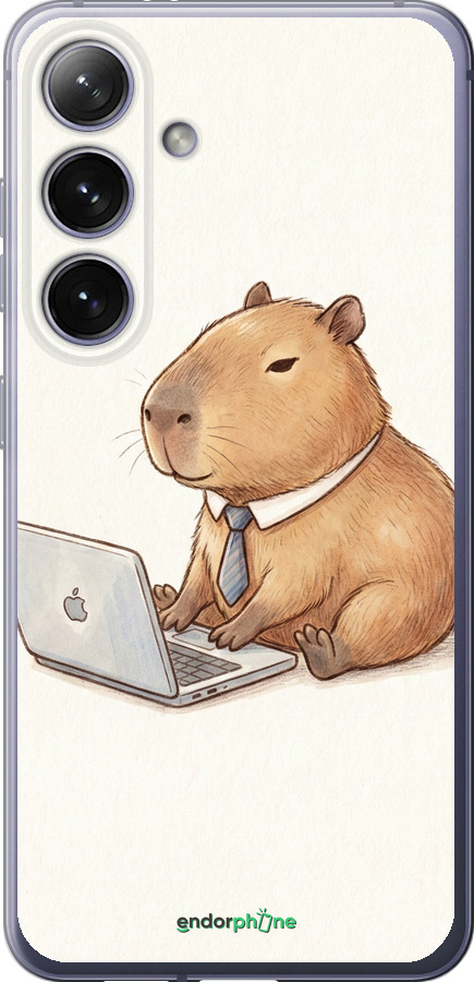 Силиконовый чехол Funny Capybara CEO Working для Samsung Galaxy S24 Plus - 6777u-3388 изображение 