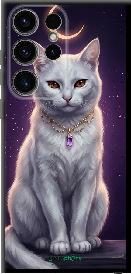 TPU чехол Mystic White Cat Gothic Dark Purple Gold для Samsung Galaxy S24 Ultra - 6805b-3389 изображение 
