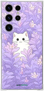 Силикон с усиленными углами чехол Котик в цветах для Samsung Galaxy S24 Ultra - 6390sp-3389 изображение 