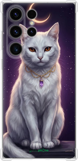 Силикон с усиленными углами чехол Mystic White Cat Gothic Dark Purple Gold для Samsung Galaxy S24 Ultra - 6805sp-3389 изображение 