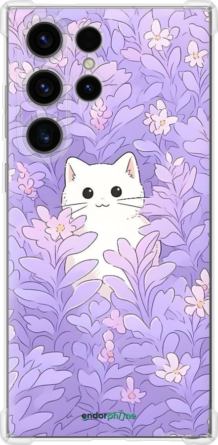 Силикон с усиленными углами чехол Котик в цветах для Samsung Galaxy S24 Ultra - 6390sp-3389 изображение 