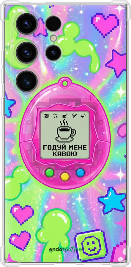 Силикон с усиленными углами чехол Y2K Aesthetic Retro Pet: Годуй мене кавою для Samsung Galaxy S24 Ultra - 6784sp-3389 изображение 