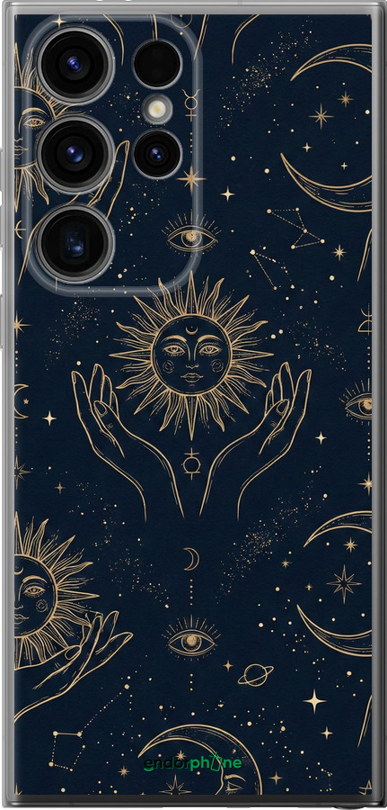 Силіконовий чехол Celestial Harmony: Sun & Moon Gold Mystic Pattern для Samsung Galaxy S24 Ultra - 6778u-3389 изображение 