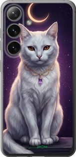 Силиконовый чехол Mystic White Cat Gothic Dark Purple Gold для Samsung Galaxy S24 - 6805u-3390 изображение 