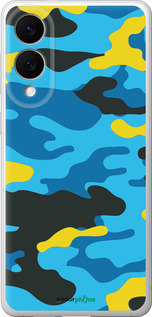 Силиконовый чехол Желто-голубой камуфляж для Samsung Galaxy S25 Edge - 1084u-3923 изображение 