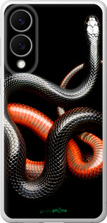 Силиконовый чехол Красно-черная змея на черном фоне для Samsung Galaxy S25 Edge - 4063u-3923 изображение 
