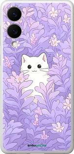 Силиконовый чехол Котик в цветах для Samsung Galaxy S25 Edge - 6390u-3923 изображение 