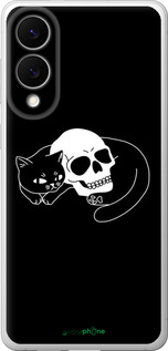 Силіконовий чехол Із зображенням кота та черепа для Samsung Galaxy S25 Edge - 6491u-3923 изображение 