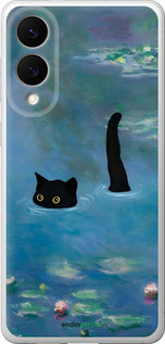 Силиконовый чехол С изображением кота и водяной лилии Monet для Samsung Galaxy S25 Edge - 6519u-3923 изображение 