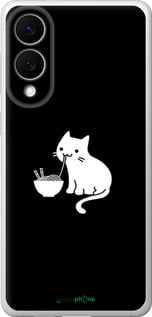 Силиконовый чехол С милым котом на черном фоне для Samsung Galaxy S25 Edge - 6528u-3923 изображение 