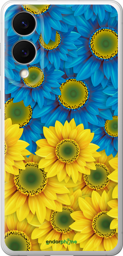 Силиконовый чехол Жёлто-голубые цветы для Samsung Galaxy S25 Edge - 1048u-3923 изображение 