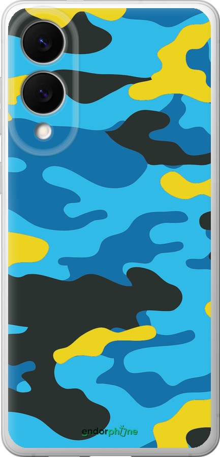 Силиконовый чехол Желто-голубой камуфляж для Samsung Galaxy S25 Edge - 1084u-3923 изображение 