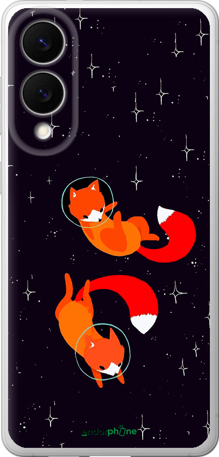 Силиконовый чехол Лисички в космосе для Samsung Galaxy S25 Edge - 4519u-3923 изображение 