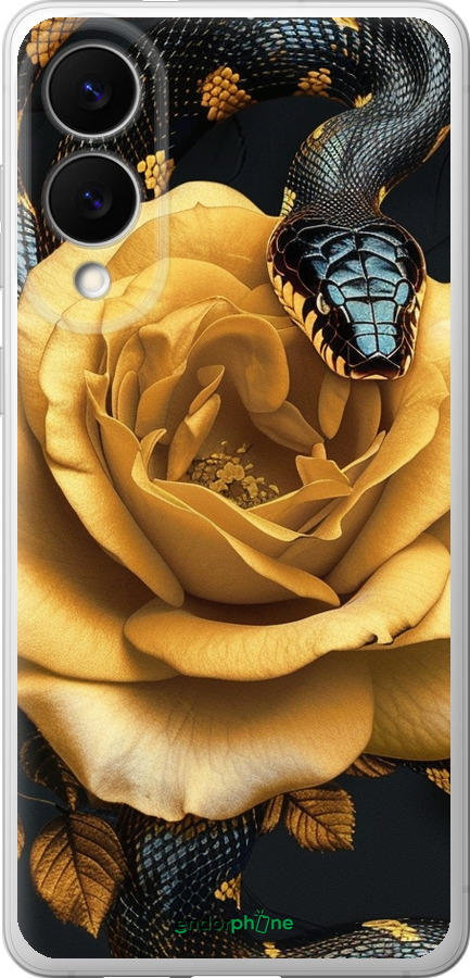Силиконовый чехол Black snake and golden rose для Samsung Galaxy S25 Edge - 6068u-3923 изображение 