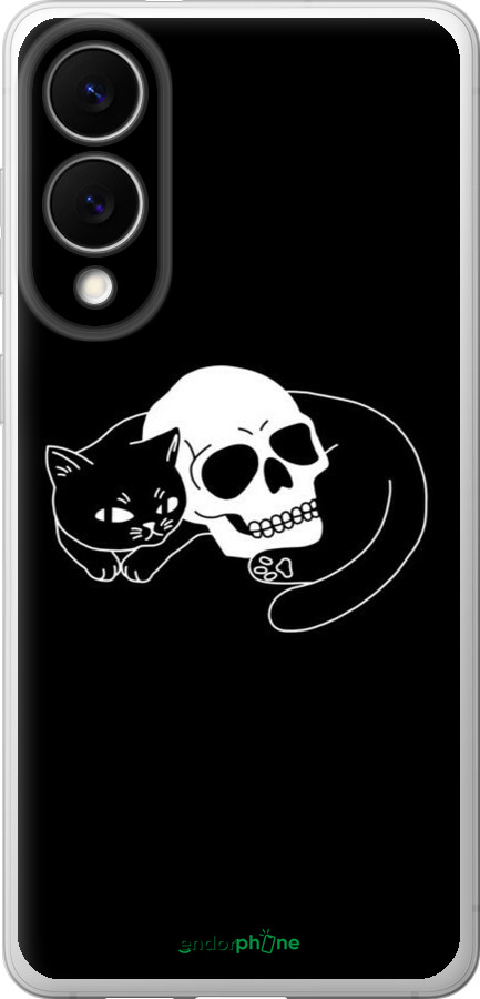Силіконовий чехол Із зображенням кота та черепа для Samsung Galaxy S25 Edge - 6491u-3923 изображение 