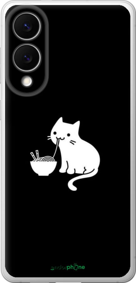 Силиконовый чехол С милым котом на черном фоне для Samsung Galaxy S25 Edge - 6528u-3923 изображение 