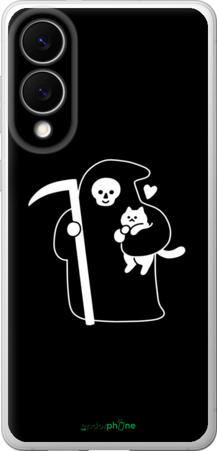 Силиконовый чехол Минималистичный арт: смерть и кошка для Samsung Galaxy S25 Edge - 6529u-3923 изображение 
