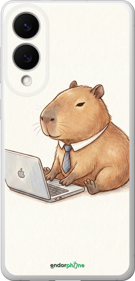 Силиконовый чехол Funny Capybara CEO Working для Samsung Galaxy S25 Edge - 6777u-3923 изображение 