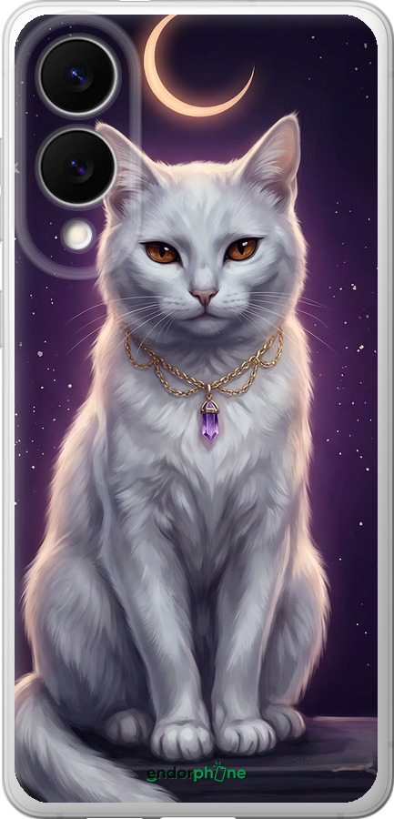 Силиконовый чехол Mystic White Cat Gothic Dark Purple Gold для Samsung Galaxy S25 Edge - 6805u-3923 изображение 