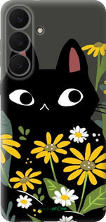 Силиконовый чехол Черный кот с цветами для Samsung Galaxy S25 FE - 6448u-4094 изображение 