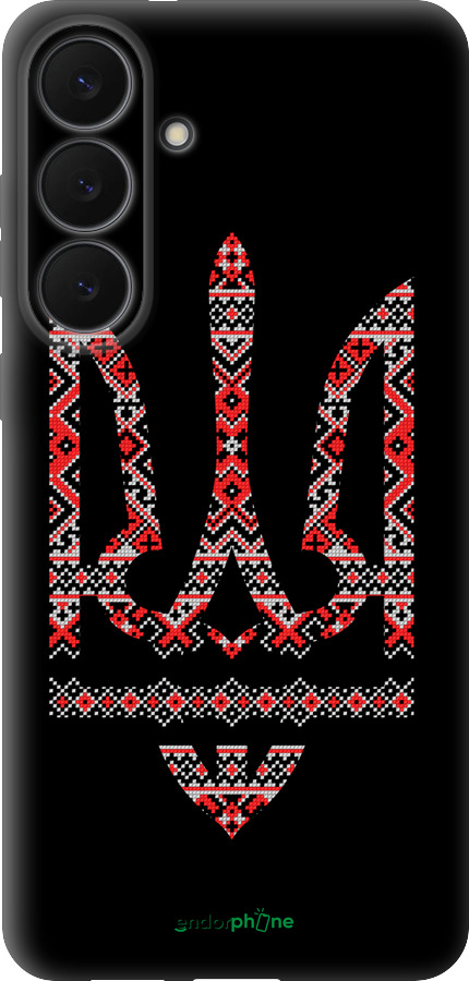 Силиконовый чехол Герб - вышиванка на черном фоне для Samsung Galaxy S25 FE - 1196u-4094 изображение 