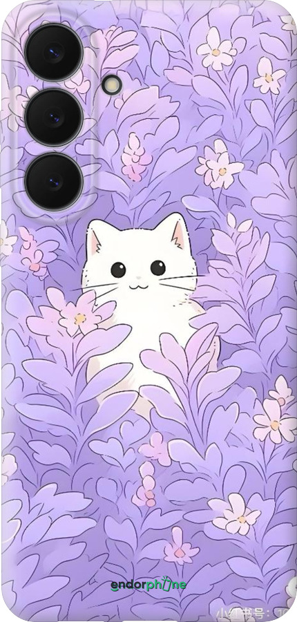 Силиконовый чехол Котик в цветах для Samsung Galaxy S25 FE - 6390u-4094 изображение 