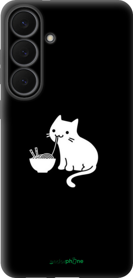 Силиконовый чехол С милым котом на черном фоне для Samsung Galaxy S25 FE - 6528u-4094 изображение 