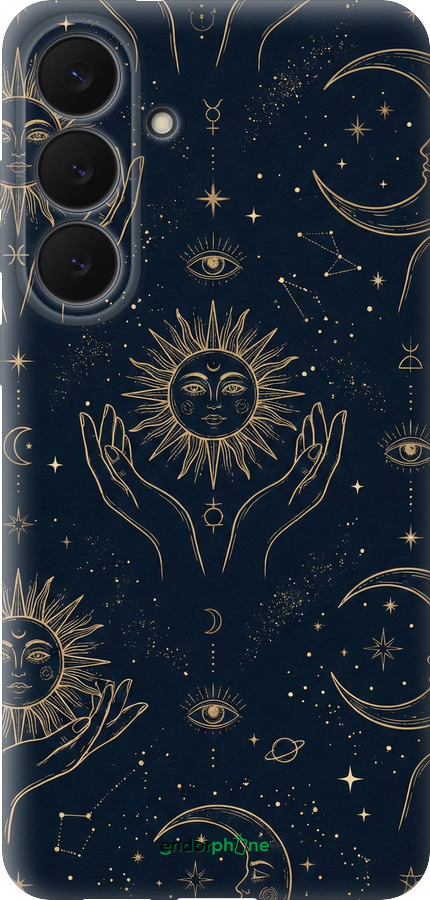 Силиконовый чехол Celestial Harmony: Sun & Moon Gold Mystic Pattern для Samsung Galaxy S25 FE - 6778u-4094 изображение 