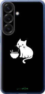 Силиконовый чехол С милым котом на черном фоне для Samsung Galaxy S25 Plus - 6528u-3826 изображение 