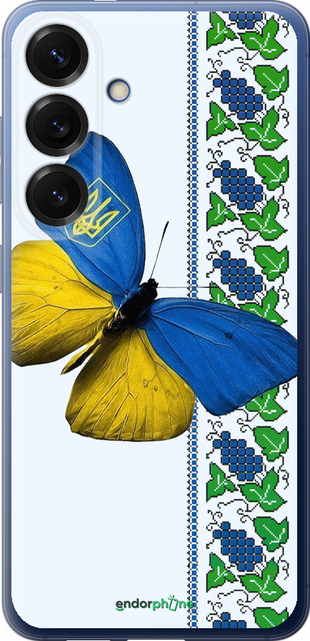 Силиконовый чехол Желто-голубая бабочка для Samsung Galaxy S25 Plus - 1054u-3826 изображение 