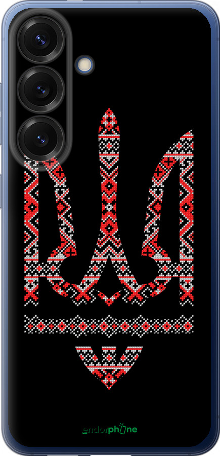 Силиконовый чехол Герб - вышиванка на черном фоне для Samsung Galaxy S25 Plus - 1196u-3826 изображение 