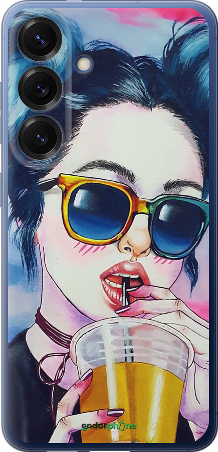 Силиконовый чехол Арт-девушка в очках для Samsung Galaxy S25 Plus - 3994u-3826 изображение 