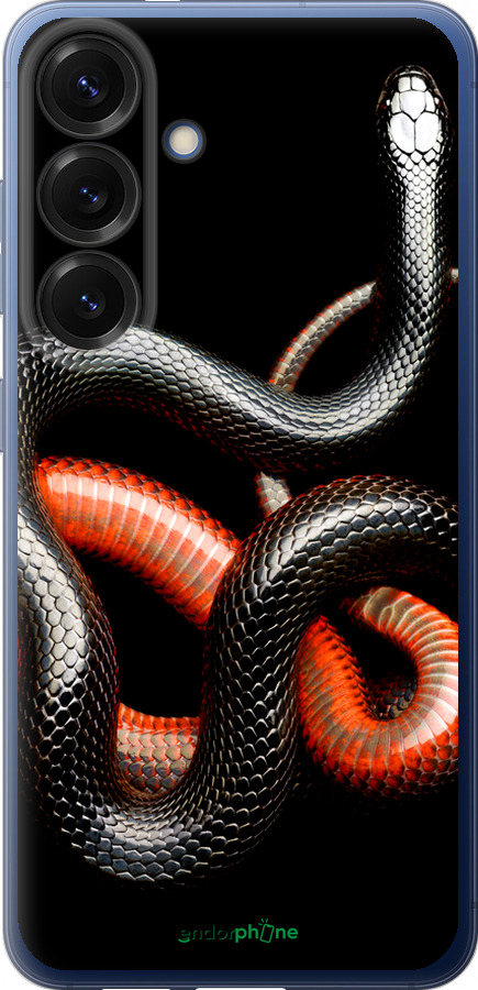 Силиконовый чехол Красно-черная змея на черном фоне для Samsung Galaxy S25 Plus - 4063u-3826 изображение 