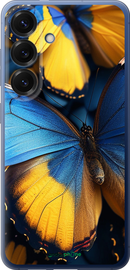Силиконовый чехол Желто-голубые бабочки для Samsung Galaxy S25 Plus - 6046u-3826 изображение 