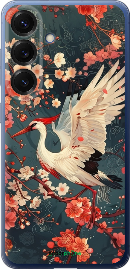 Силиконовый чехол Сакура и аист для Samsung Galaxy S25 Plus - 6108u-3826 изображение 