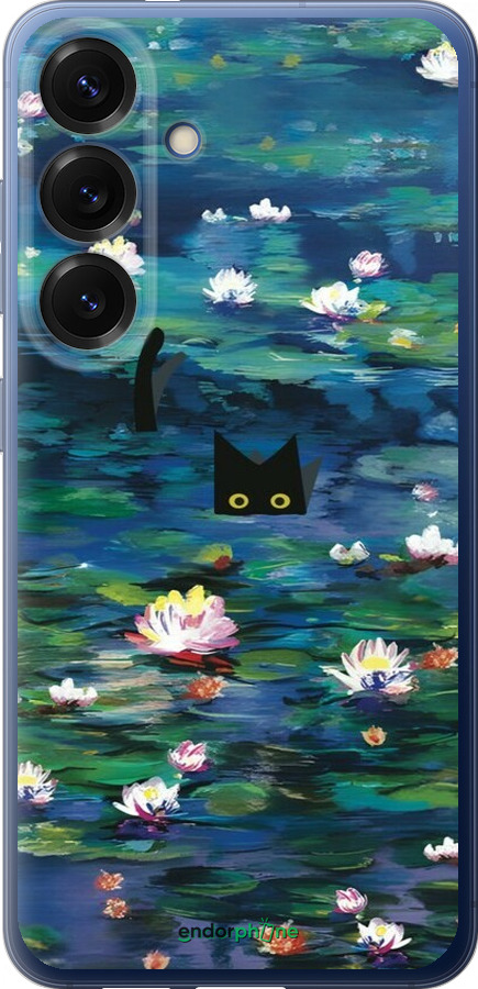 Силіконовий чехол с изображением водяных лилий и кошек для Samsung Galaxy S25 Plus - 6257u-3826 изображение 