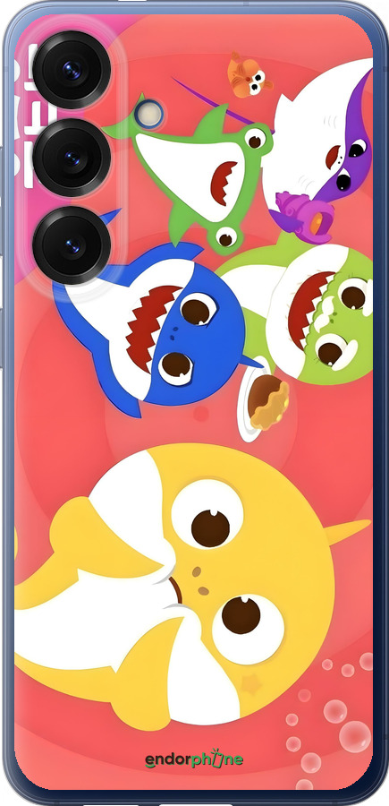 Силиконовый чехол Бейби Шаркс для Samsung Galaxy S25 Plus - 6305u-3826 изображение 