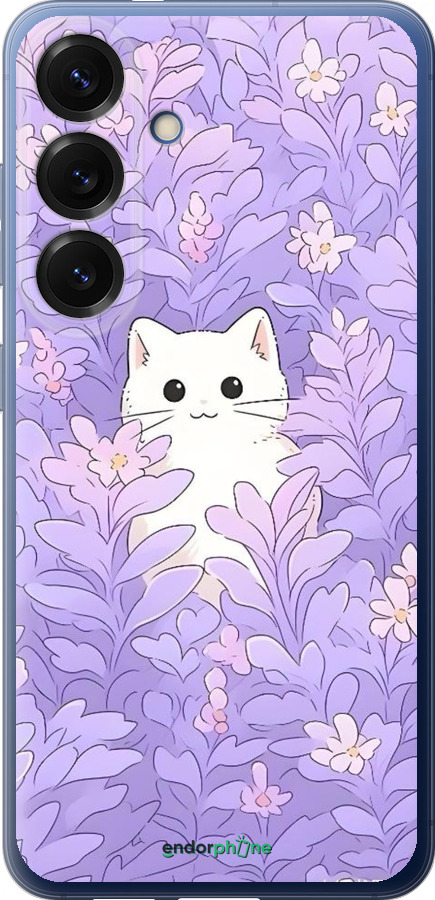 Силиконовый чехол Котик в цветах для Samsung Galaxy S25 Plus - 6390u-3826 изображение 